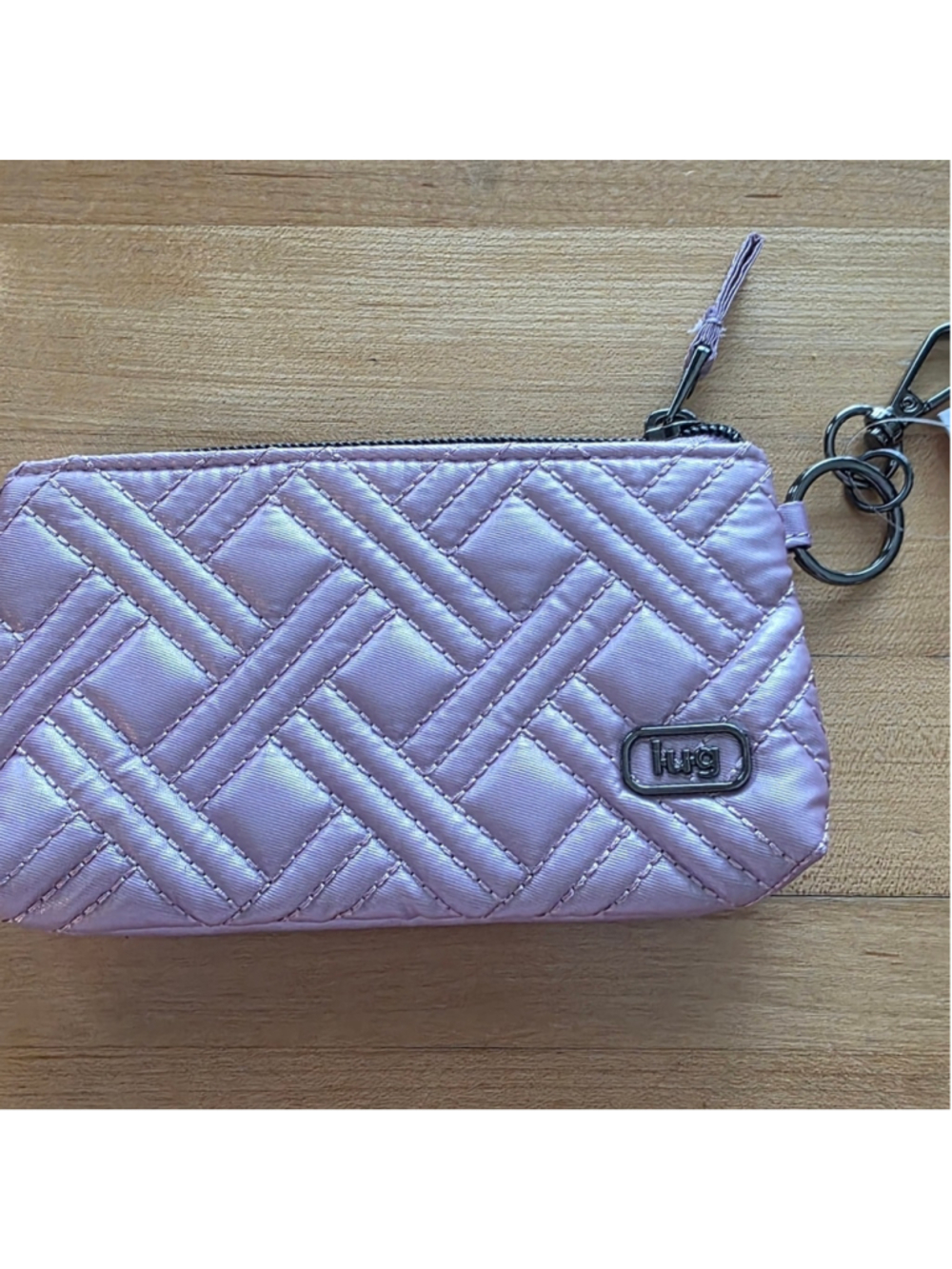 NWT-LUG- METRO XL ID POUCH RFID WALLET- METALLIC BUBBLE PURPLE